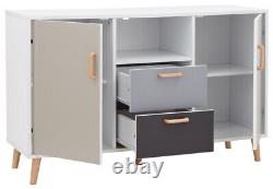 G Delta Trendy Large 2 Door 2 Drawer Sideboard White & Grey Multi Tone Storage