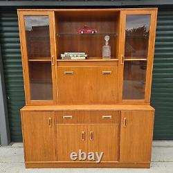 G Plan Mid Century Teak Large Wall Unit with Bar and Lighting Display Cabinet