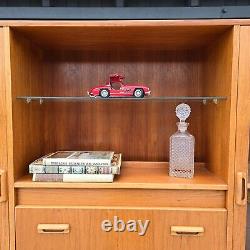 G Plan Mid Century Teak Large Wall Unit with Bar and Lighting Display Cabinet