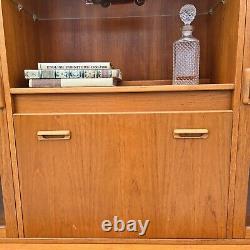 G Plan Mid Century Teak Large Wall Unit with Bar and Lighting Display Cabinet