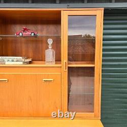 G Plan Mid Century Teak Large Wall Unit with Bar and Lighting Display Cabinet