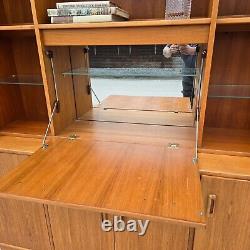 G Plan Mid Century Teak Large Wall Unit with Bar and Lighting Display Cabinet