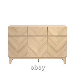 GFW Camborne Royal Walnut Large Doors & 3 Drawers Sideboard Storage Cabinet