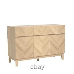 GFW Camborne Royal Walnut Large Doors & 3 Drawers Sideboard Storage Cabinet