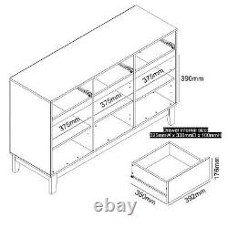 GFW Camborne Royal Walnut Large Doors & 3 Drawers Sideboard Storage Cabinet