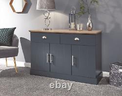 GFW Kendal Large Sideboard 2 Drawers & 3 Door Storage Living, Bedroom Slate Blue