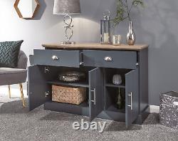 GFW Kendal Large Sideboard 2 Drawers & 3 Door Storage Living, Bedroom Slate Blue