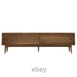 GRADE A2 Solid Walnut TV Unit with Sliding Doors & Drawers Briana