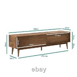 GRADE A2 Solid Walnut TV Unit with Sliding Doors & Drawers Briana