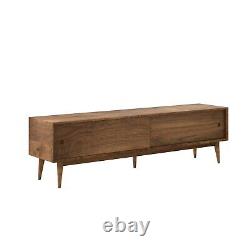 GRADE A2 Solid Walnut TV Unit with Sliding Doors & Drawers Briana
