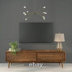 GRADE A2 Solid Walnut TV Unit with Sliding Doors & Drawers Briana