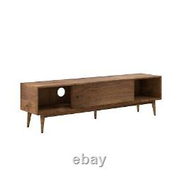 GRADE A2 Solid Walnut TV Unit with Sliding Doors & Drawers Briana