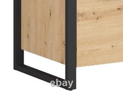 Glass Display Cabinet Large Unit 3 Door 2 Drawer Black/Artisan Oak Effect Dodson