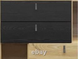 Glass Display Sideboard Large Drawers Shelves LEDs Ash / Black Oak Effect Rodes