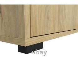 Glass Display Sideboard Large Drawers Shelves LEDs Ash / Black Oak Effect Rodes