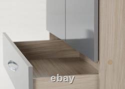 Grey High Gloss & Light Oak Effect Veneer Large Bedroom Range NADINE