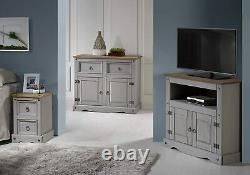 Grey Large Sideboard Cupboard Display 3 Doors & Drawers Cabinet Kitchen Hallway