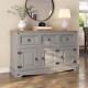 Grey Sideboard 3 Door 3 Drawer Cupboard Large Solid Mexican Pine Wooden Cabinet