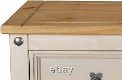 Grey Sideboard 3 Door 3 Drawer Cupboard Large Solid Mexican Pine Wooden Cabinet