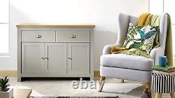 Grey and Oak 3 door 2 Drawer Large Sideboard Lancaster Range