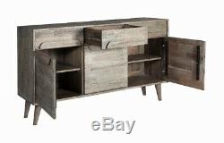 Greyston Solid Wood Large Sideboard with 3 Drawers and 3 Doors in Grey Tone