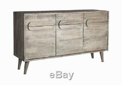 Greyston Wooden Legs Large Sideboard With 3 Drawers And 3 Doors in Grey Tone
