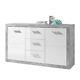 Greystone Grey & White Gloss Sideboard Dresser Storage Chest Slim Tallboy