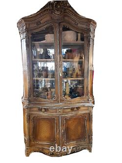 HUGE V. Large Antique 19th C. French Armoire Display Cabinet Hand Carved Wood