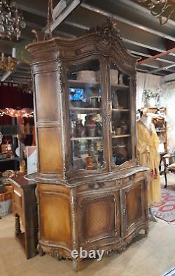 HUGE V. Large Antique 19th C. French Armoire Display Cabinet Hand Carved Wood