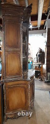 HUGE V. Large Antique 19th C. French Armoire Display Cabinet Hand Carved Wood