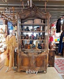 HUGE V. Large Antique 19th C. French Armoire Display Cabinet Hand Carved Wood