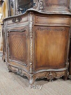 HUGE V. Large Antique 19th C. French Armoire Display Cabinet Hand Carved Wood