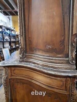 HUGE V. Large Antique 19th C. French Armoire Display Cabinet Hand Carved Wood