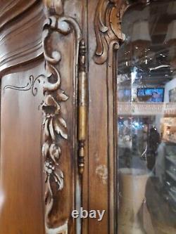 HUGE V. Large Antique 19th C. French Armoire Display Cabinet Hand Carved Wood