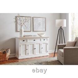 Halifax Wooden White Buffet Sideboard Large With 4 Doors 3 Drawers