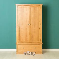 Hampshire Oak Double Wardrobe with Drawers Large 2 Door Solid Wood Tall Storage