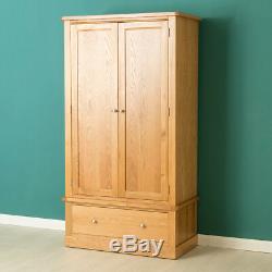 Hampshire Oak Double Wardrobe with Drawers Large 2 Door Solid Wood Tall Storage