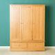 Hampshire Oak Triple Wardrobe w 2 Drawers Large 3 Door Solid Wood Tall Storage