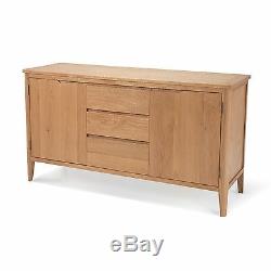 Hampstead solid oak furniture large three drawer two door sideboard