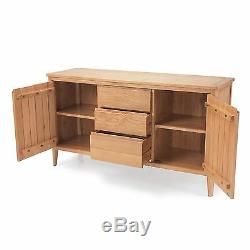 Hampstead solid oak furniture large three drawer two door sideboard