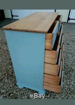 Hand Painted 2 Over 4 Large Solid Pine Chest Of Drawers In Colour Of Gray Door