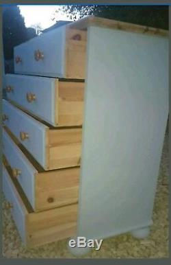 Hand Painted 2 Over 4 Large Solid Pine Chest Of Drawers In Colour Of Gray Door