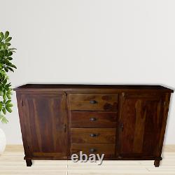 Handcrafted Rosewood Large Sideboard with 2 Door Cabinets and 4 Drawers