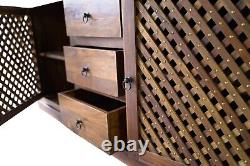 Handcrafted Rosewood Large Sideboard with 2 Mesh Style Doors and 3 Drawers
