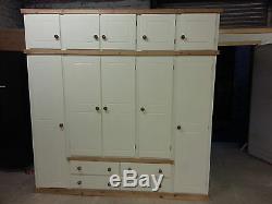 Handmade Aylesbury 5 Door 4 Drawer Ex-large Wardrobe Cream/waxtrim No Flat Packs