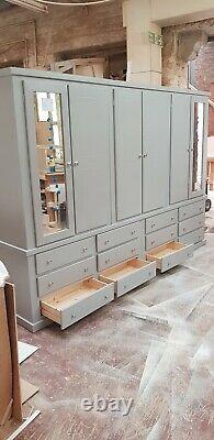 Handmade Aylesbury (grey+silver Handles) 12 Drawers/6 Doors Large Wardrobe Not F