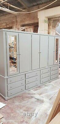 Handmade Aylesbury (grey+silver Handles) 12 Drawers/6 Doors Large Wardrobe Not F