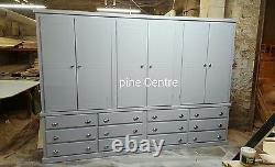 Handmade Deswbury (grey+silver Handles) 12 Drawers/6 Doors Large Wardrobe Not F