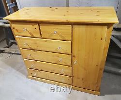 Handmade Dewsbury Solid Pine Antique Large Chest Of Drawers With Door Assembled