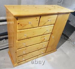 Handmade Dewsbury Solid Pine Antique Large Chest Of Drawers With Door Assembled